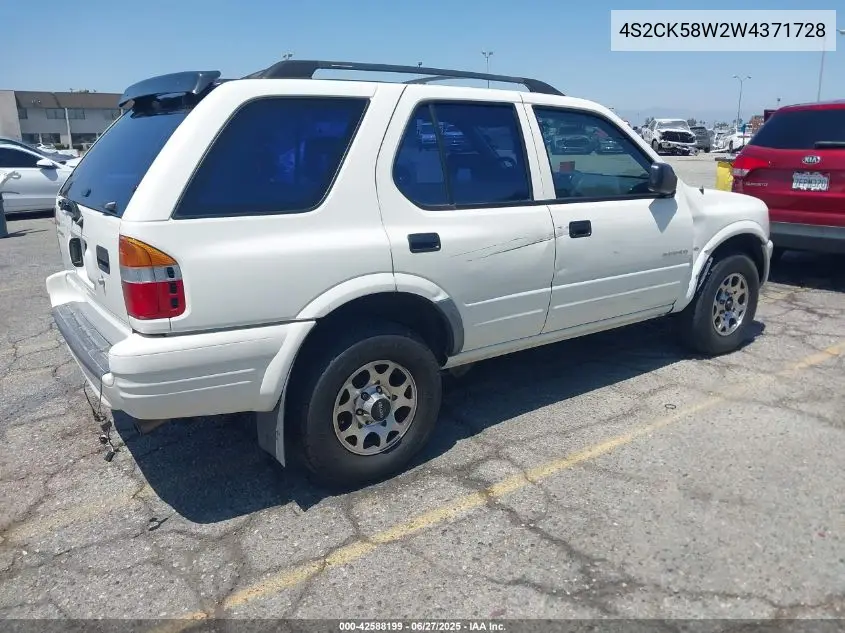 1998 Isuzu Rodeo Ls/S VIN: 4S2CK58W2W4371728 Lot: 42588199