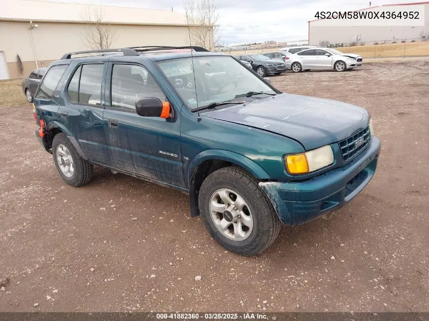 1999 Isuzu Rodeo S/Ls/Lse VIN: 4S2CM58W0X4364952 Lot: 41882360