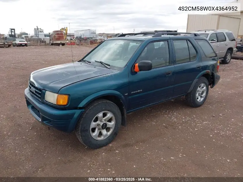 1999 Isuzu Rodeo S/Ls/Lse VIN: 4S2CM58W0X4364952 Lot: 41882360
