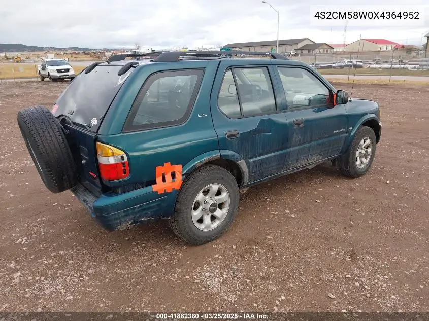 1999 Isuzu Rodeo S/Ls/Lse VIN: 4S2CM58W0X4364952 Lot: 41882360