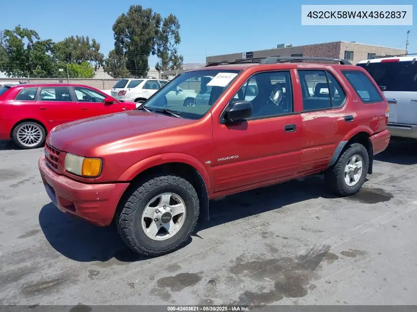 1999 Isuzu Rodeo Ls/Lse/S 3.2L VIN: 4S2CK58W4X4362837 Lot: 42403621