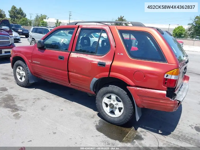 1999 Isuzu Rodeo Ls/Lse/S 3.2L VIN: 4S2CK58W4X4362837 Lot: 42403621