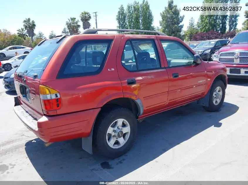 1999 Isuzu Rodeo Ls/Lse/S 3.2L VIN: 4S2CK58W4X4362837 Lot: 42403621