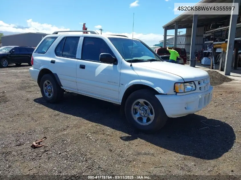2000 Isuzu Rodeo Ls/Lse/S 3.2L VIN: 4S2CK58W6Y4355597 Lot: 41775764