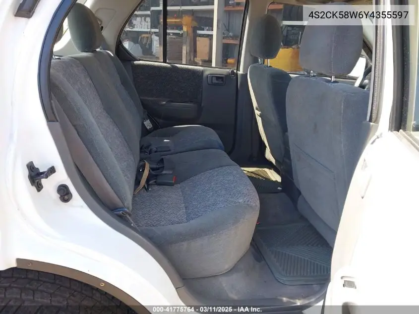 2000 Isuzu Rodeo Ls/Lse/S 3.2L VIN: 4S2CK58W6Y4355597 Lot: 41775764