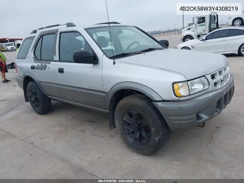 2000 Isuzu Rodeo Ls/Lse/S 3.2L VIN: 4S2CK58W3Y4308219 Lot: 41939765
