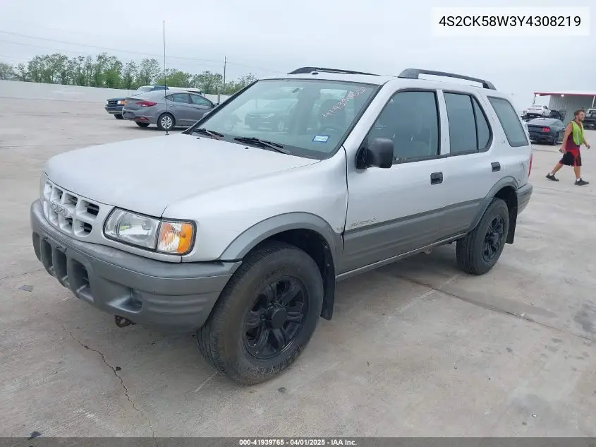 2000 Isuzu Rodeo Ls/Lse/S 3.2L VIN: 4S2CK58W3Y4308219 Lot: 41939765