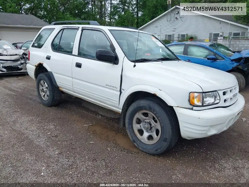 2000 Isuzu Rodeo Ls/Lse/S VIN: 4S2DM58W6Y4312571 Lot: 42253955