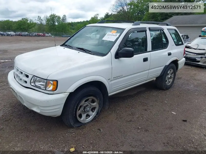 2000 Isuzu Rodeo Ls/Lse/S VIN: 4S2DM58W6Y4312571 Lot: 42253955