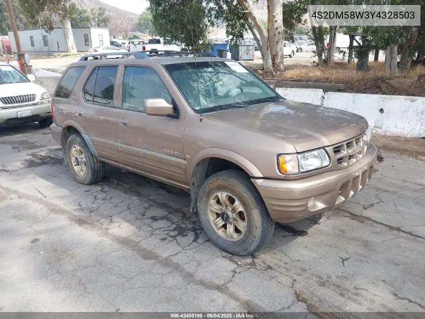 2000 Isuzu Rodeo Ls/Lse/S VIN: 4S2DM58W3Y4328503 Lot: 42405198