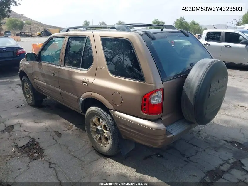 2000 Isuzu Rodeo Ls/Lse/S VIN: 4S2DM58W3Y4328503 Lot: 42405198