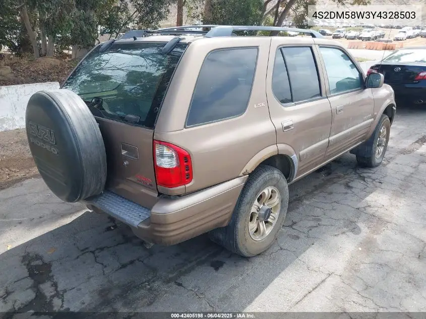 2000 Isuzu Rodeo Ls/Lse/S VIN: 4S2DM58W3Y4328503 Lot: 42405198