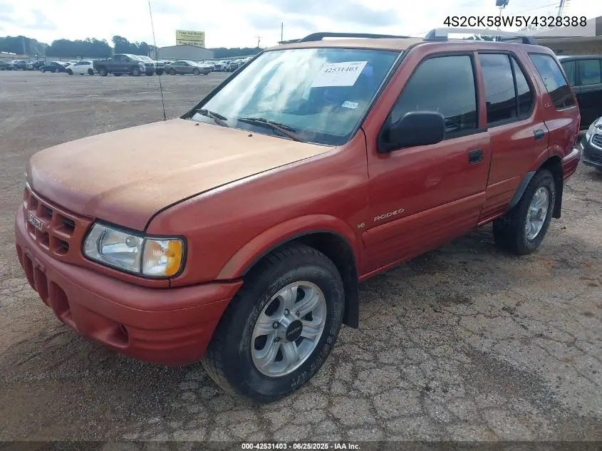 2000 Isuzu Rodeo Ls/Lse/S 3.2L VIN: 4S2CK58W5Y4328388 Lot: 42531403