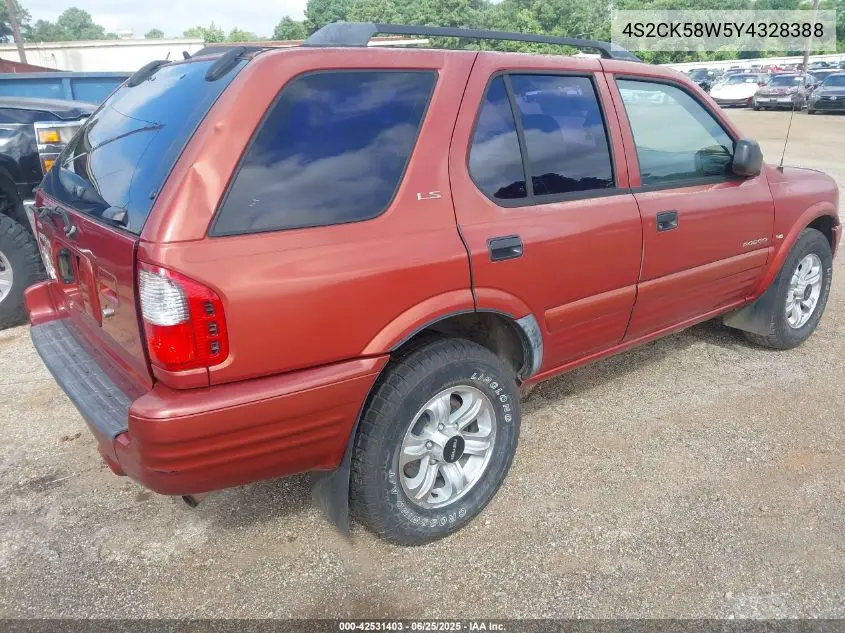 2000 Isuzu Rodeo Ls/Lse/S 3.2L VIN: 4S2CK58W5Y4328388 Lot: 42531403