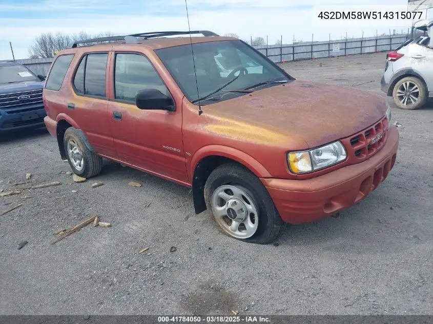 2001 Isuzu Rodeo Ls 3.2L/Ls 3.2L V6/Lse 3.2L V6/S/S 3.2L V6 VIN: 4S2DM58W514315077 Lot: 41784050