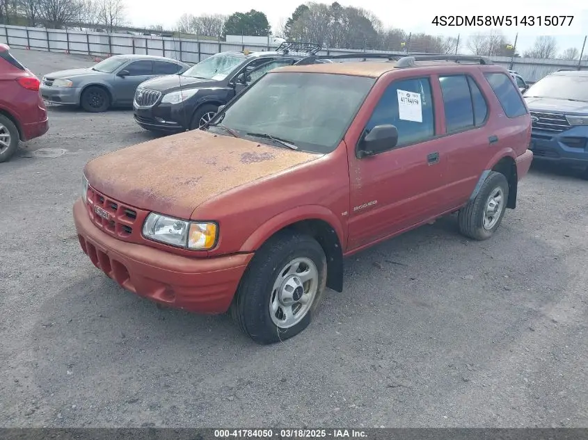 2001 Isuzu Rodeo Ls 3.2L/Ls 3.2L V6/Lse 3.2L V6/S/S 3.2L V6 VIN: 4S2DM58W514315077 Lot: 41784050