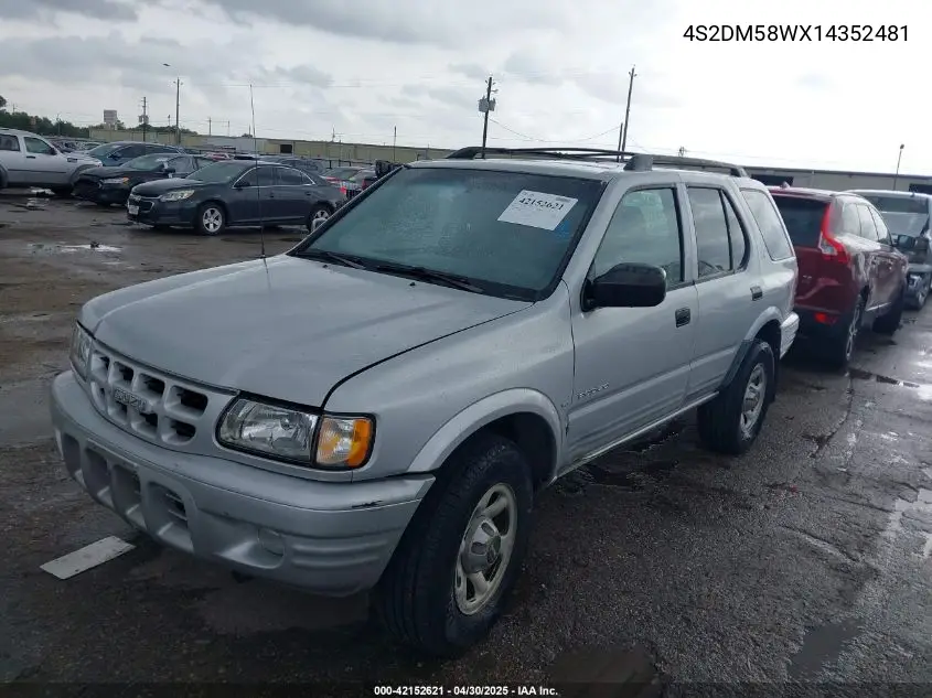 2001 Isuzu Rodeo Ls 3.2L/Ls 3.2L V6/Lse 3.2L V6/S/S 3.2L V6 VIN: 4S2DM58WX14352481 Lot: 42152621