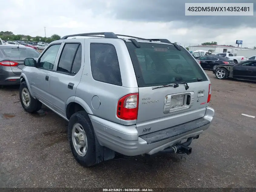 2001 Isuzu Rodeo Ls 3.2L/Ls 3.2L V6/Lse 3.2L V6/S/S 3.2L V6 VIN: 4S2DM58WX14352481 Lot: 42152621