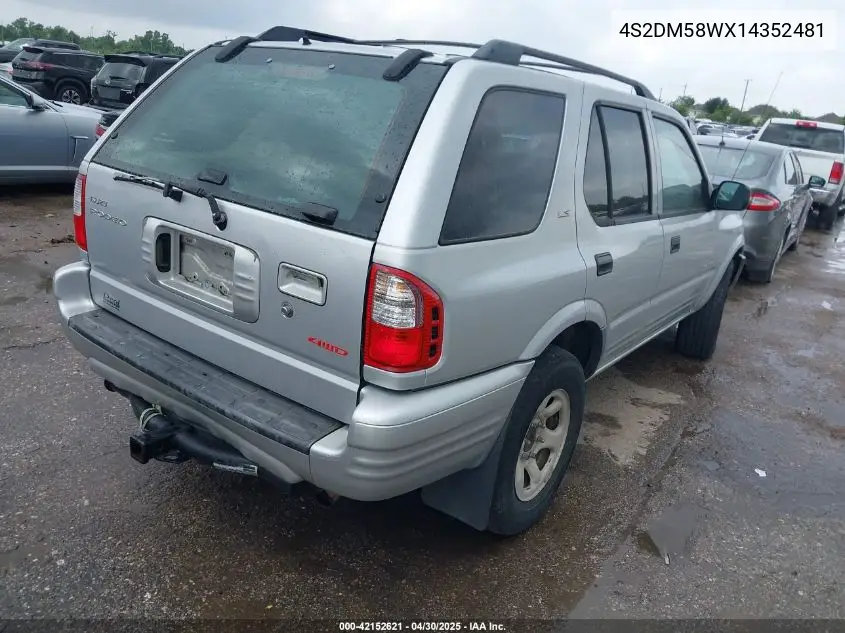 2001 Isuzu Rodeo Ls 3.2L/Ls 3.2L V6/Lse 3.2L V6/S/S 3.2L V6 VIN: 4S2DM58WX14352481 Lot: 42152621