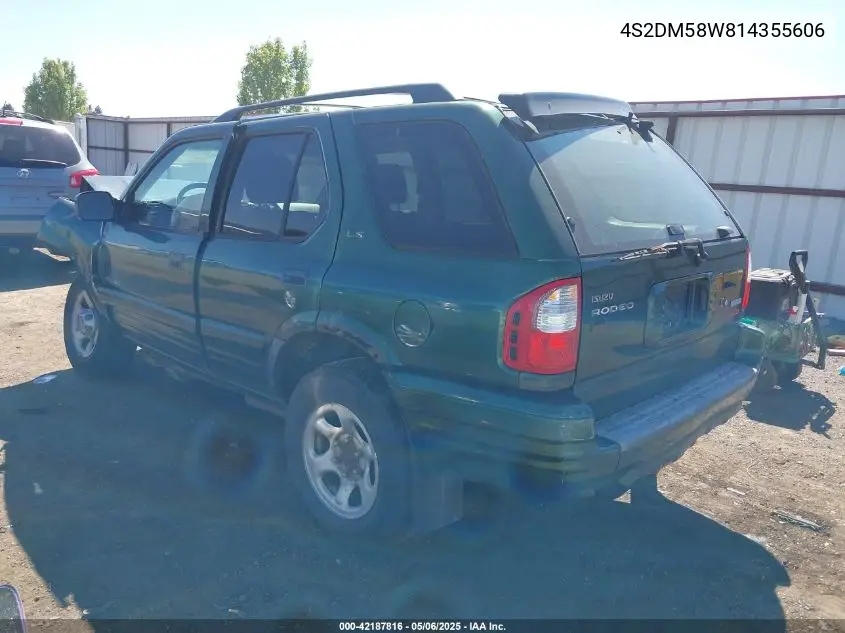 2001 Isuzu Rodeo Ls 3.2L/Ls 3.2L V6/Lse 3.2L V6/S/S 3.2L V6 VIN: 4S2DM58W814355606 Lot: 42187816