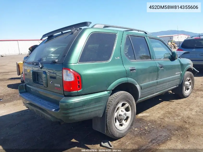 2001 Isuzu Rodeo Ls 3.2L/Ls 3.2L V6/Lse 3.2L V6/S/S 3.2L V6 VIN: 4S2DM58W814355606 Lot: 42187816