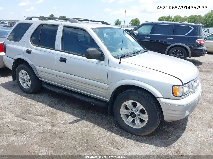 2001 Isuzu Rodeo Ls 3.2L V6/Lse 3.2L V6/S 3.2L V6 VIN: 4S2CK58W914357933 Lot: 42427142
