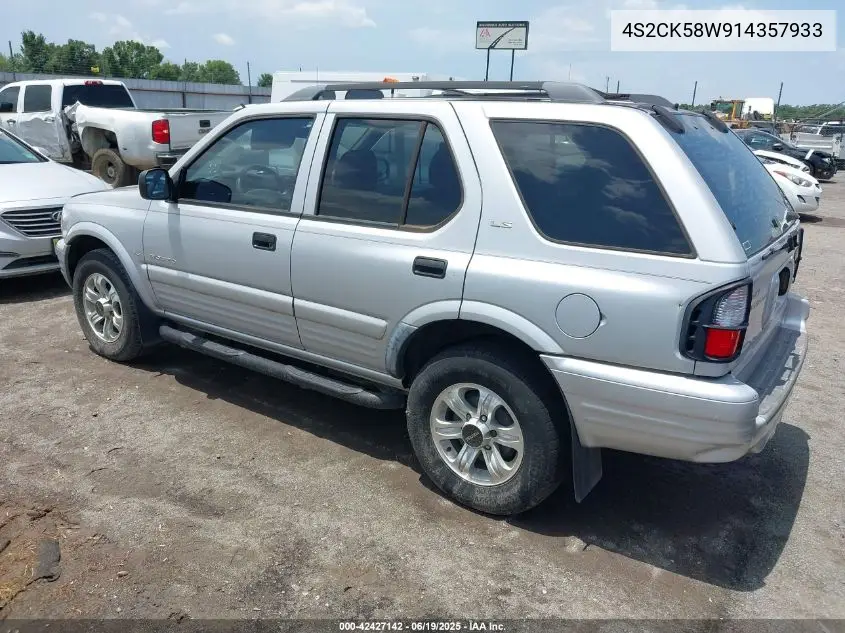 2001 Isuzu Rodeo Ls 3.2L V6/Lse 3.2L V6/S 3.2L V6 VIN: 4S2CK58W914357933 Lot: 42427142