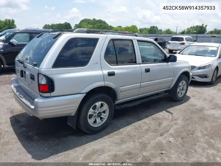 2001 Isuzu Rodeo Ls 3.2L V6/Lse 3.2L V6/S 3.2L V6 VIN: 4S2CK58W914357933 Lot: 42427142