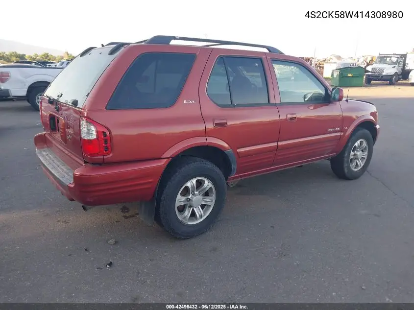 2001 Isuzu Rodeo Ls 3.2L V6/Lse 3.2L V6/S 3.2L V6 VIN: 4S2CK58W414308980 Lot: 42496432