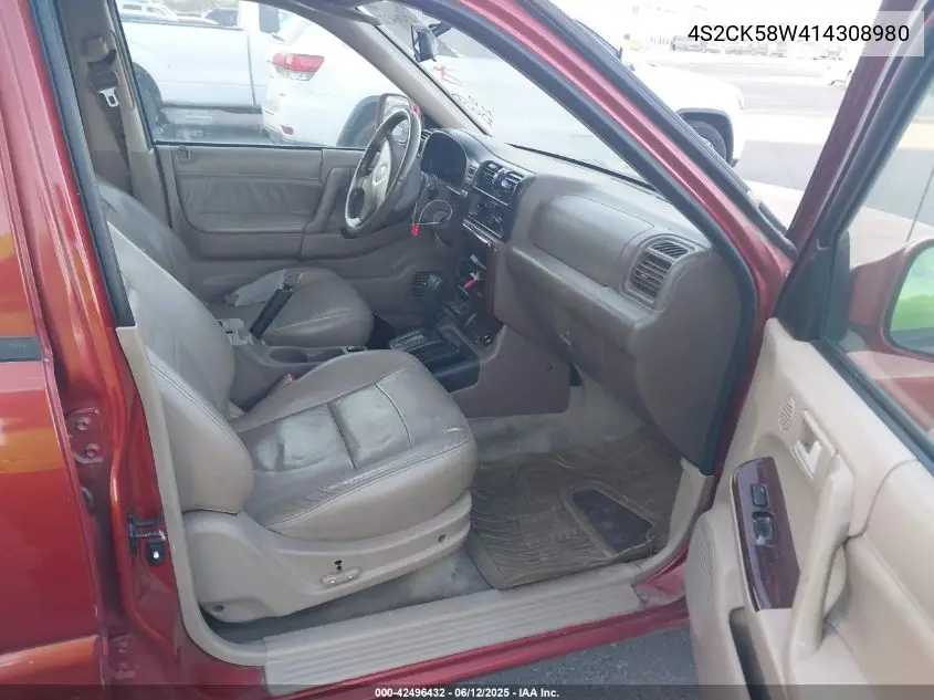 2001 Isuzu Rodeo Ls 3.2L V6/Lse 3.2L V6/S 3.2L V6 VIN: 4S2CK58W414308980 Lot: 42496432