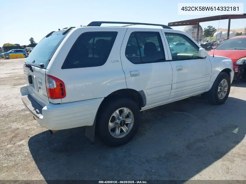 2001 Isuzu Rodeo Ls 3.2L V6/Lse 3.2L V6/S 3.2L V6 VIN: 4S2CK58W614332181 Lot: 42585130