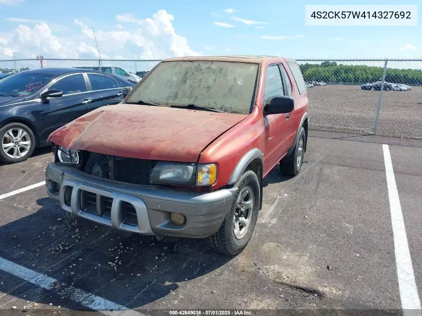 2001 Isuzu Rodeo Sport S 3.2L V6 Hard Top/S 3.2L V6 Soft Top VIN: 4S2CK57W414327692 Lot: 42649036