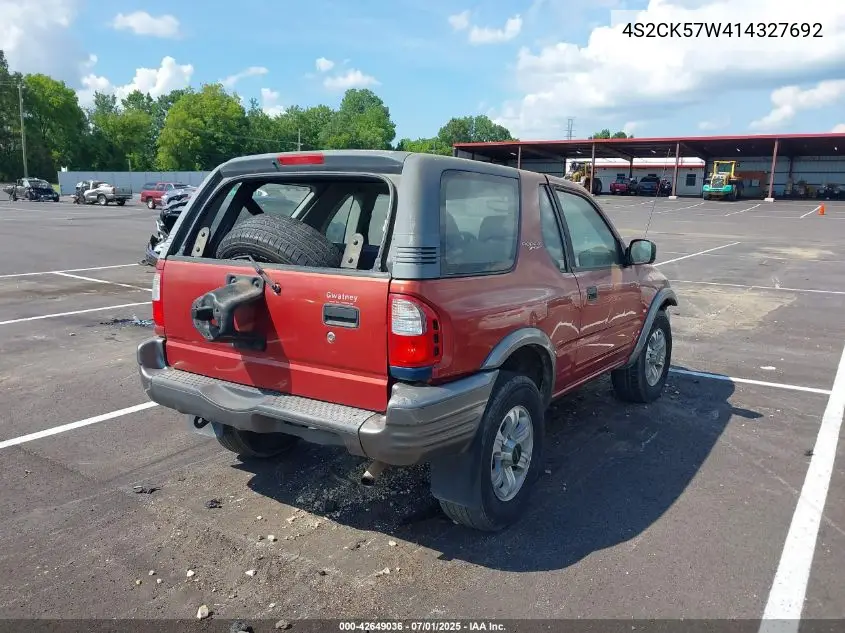 2001 Isuzu Rodeo Sport S 3.2L V6 Hard Top/S 3.2L V6 Soft Top VIN: 4S2CK57W414327692 Lot: 42649036