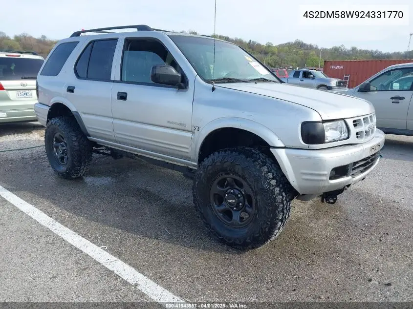 2002 Isuzu Rodeo Ls 3.2L/Lse 3.2L V6/S/S 3.2L V6 VIN: 4S2DM58W924331770 Lot: 41943957