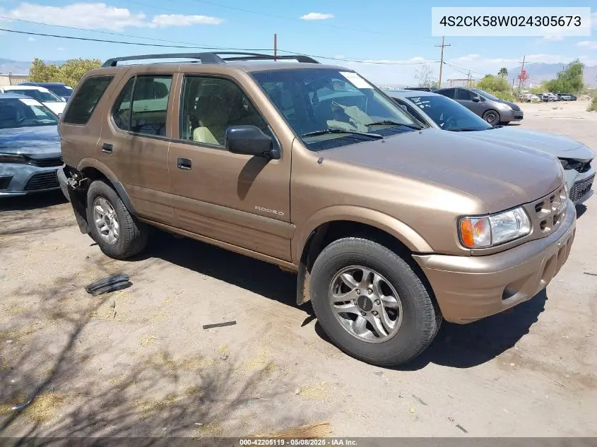 2002 Isuzu Rodeo Ls 3.2L V6/Lse 3.2L V6/S 3.2L V6 VIN: 4S2CK58W024305673 Lot: 42205119