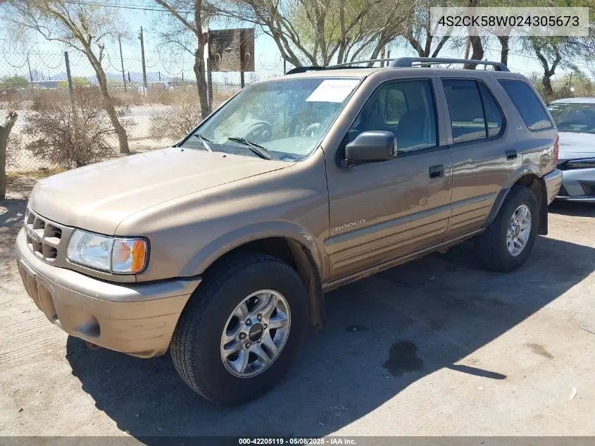 2002 Isuzu Rodeo Ls 3.2L V6/Lse 3.2L V6/S 3.2L V6 VIN: 4S2CK58W024305673 Lot: 42205119