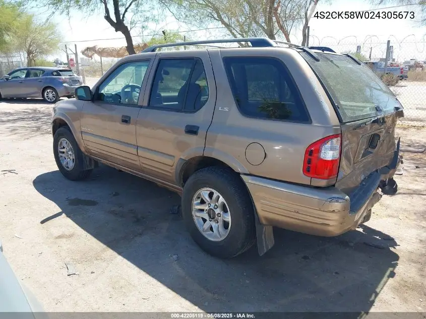 2002 Isuzu Rodeo Ls 3.2L V6/Lse 3.2L V6/S 3.2L V6 VIN: 4S2CK58W024305673 Lot: 42205119