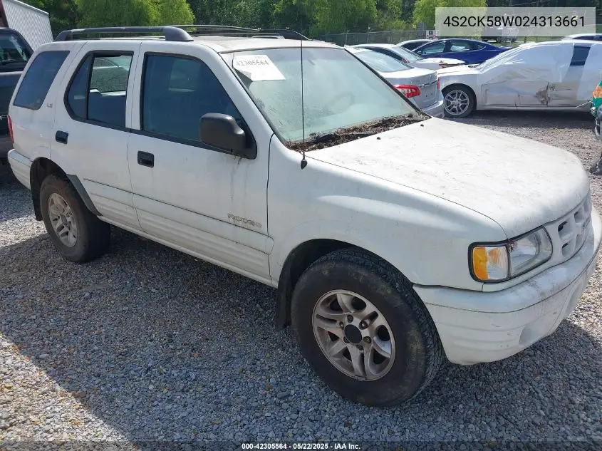2002 Isuzu Rodeo Ls 3.2L V6/Lse 3.2L V6/S 3.2L V6 VIN: 4S2CK58W024313661 Lot: 42305564