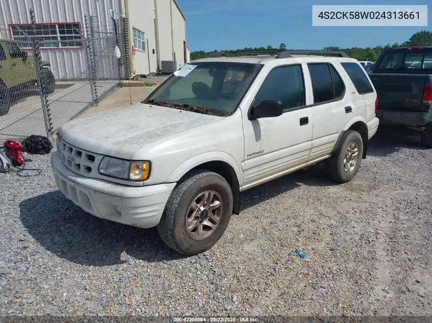 2002 Isuzu Rodeo Ls 3.2L V6/Lse 3.2L V6/S 3.2L V6 VIN: 4S2CK58W024313661 Lot: 42305564
