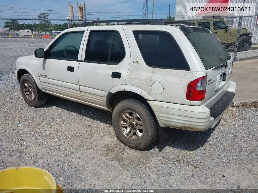 2002 Isuzu Rodeo Ls 3.2L V6/Lse 3.2L V6/S 3.2L V6 VIN: 4S2CK58W024313661 Lot: 42305564