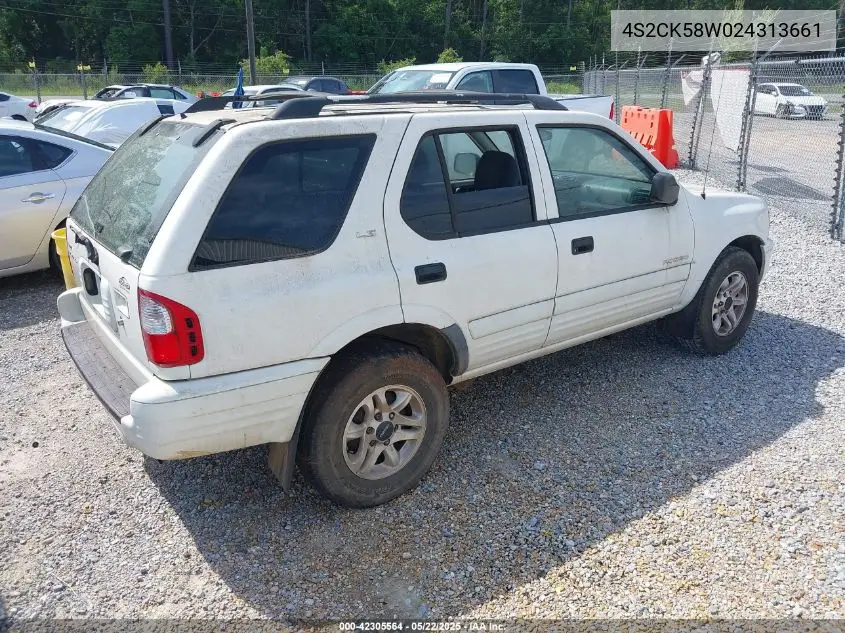 2002 Isuzu Rodeo Ls 3.2L V6/Lse 3.2L V6/S 3.2L V6 VIN: 4S2CK58W024313661 Lot: 42305564