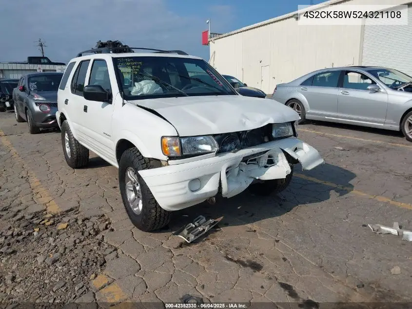 2002 Isuzu Rodeo Ls 3.2L V6/Lse 3.2L V6/S 3.2L V6 VIN: 4S2CK58W524321108 Lot: 42352330