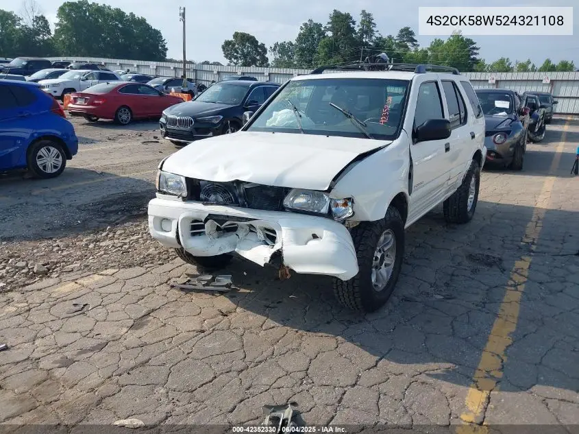 2002 Isuzu Rodeo Ls 3.2L V6/Lse 3.2L V6/S 3.2L V6 VIN: 4S2CK58W524321108 Lot: 42352330