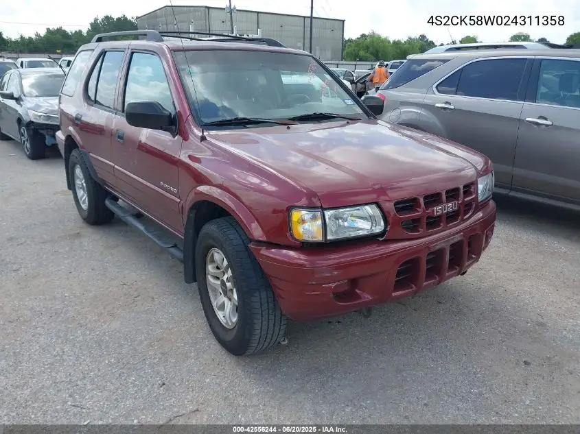 2002 Isuzu Rodeo Ls 3.2L V6/Lse 3.2L V6/S 3.2L V6 VIN: 4S2CK58W024311358 Lot: 42556244