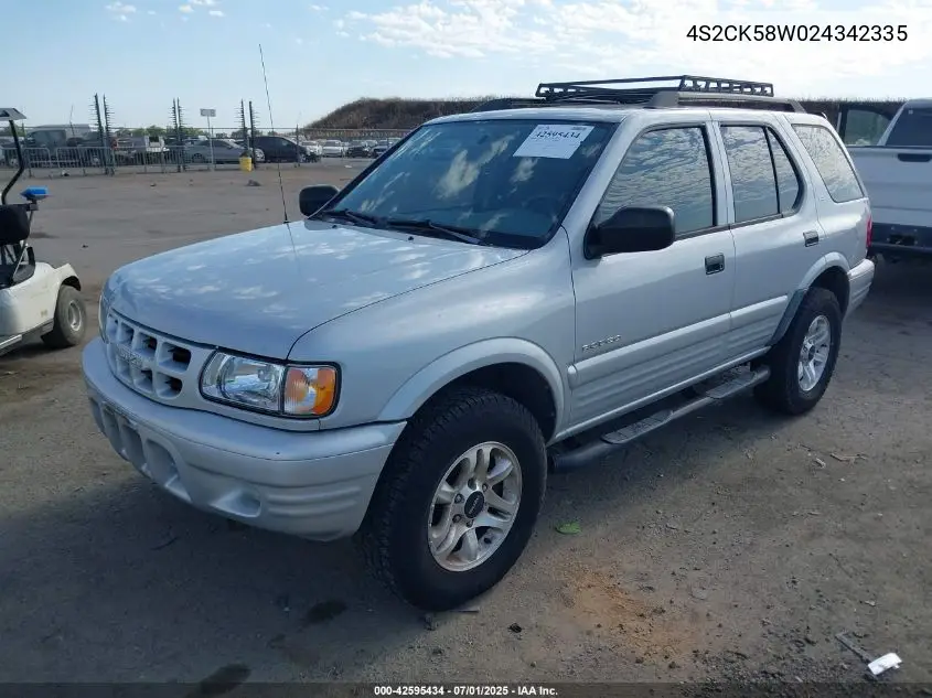 2002 Isuzu Rodeo Ls 3.2L V6/Lse 3.2L V6/S 3.2L V6 VIN: 4S2CK58W024342335 Lot: 42595434
