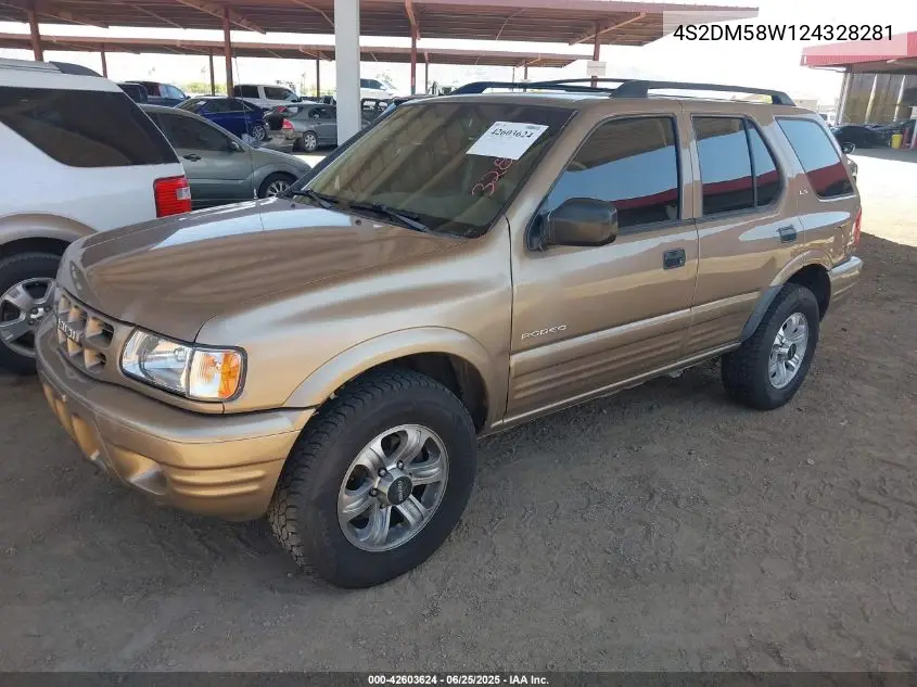 2002 Isuzu Rodeo Ls 3.2L/Lse 3.2L V6/S/S 3.2L V6 VIN: 4S2DM58W124328281 Lot: 42603624