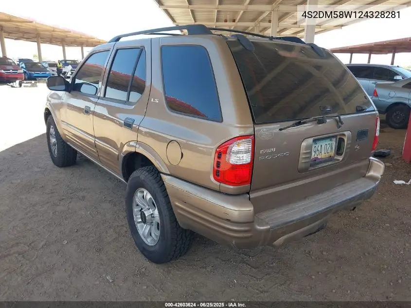 2002 Isuzu Rodeo Ls 3.2L/Lse 3.2L V6/S/S 3.2L V6 VIN: 4S2DM58W124328281 Lot: 42603624