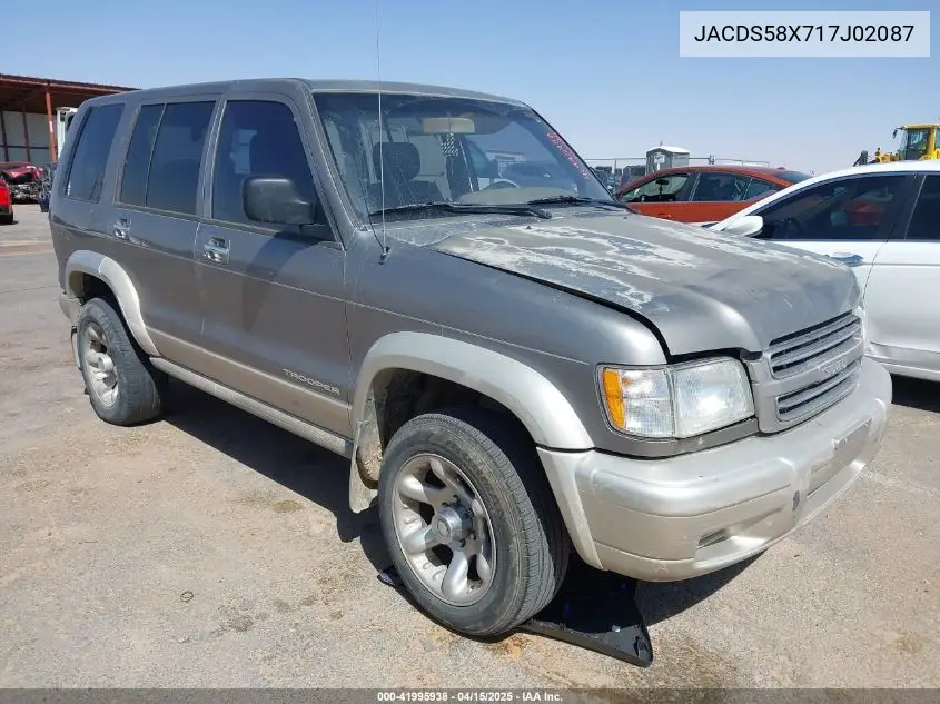 2001 Isuzu Trooper VIN: JACDS58X717J02087 Lot: 41995938