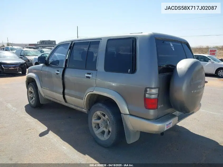 2001 Isuzu Trooper VIN: JACDS58X717J02087 Lot: 41995938