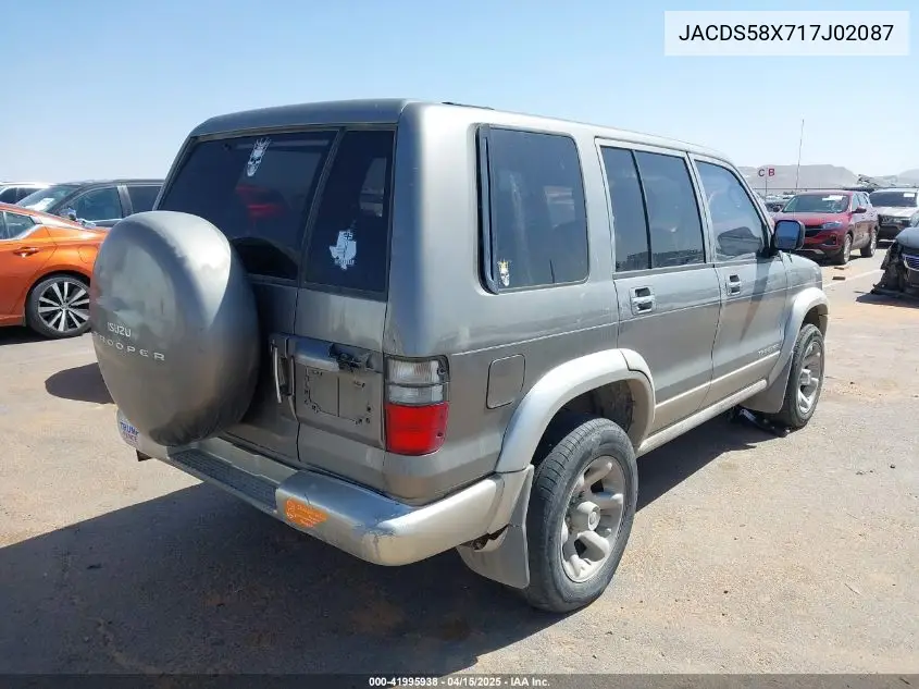 2001 Isuzu Trooper VIN: JACDS58X717J02087 Lot: 41995938